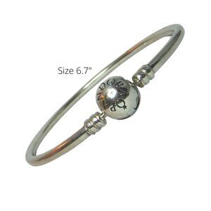 Pandora Bangle Charm Bracelet Ball Clasp Sterling Silver 6.7"  590713
